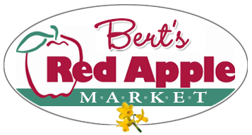 Bert's Red Apple Market Logo